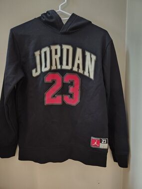 Jordan Boy's Black Hoodie with Red 23 and White Lettering Large